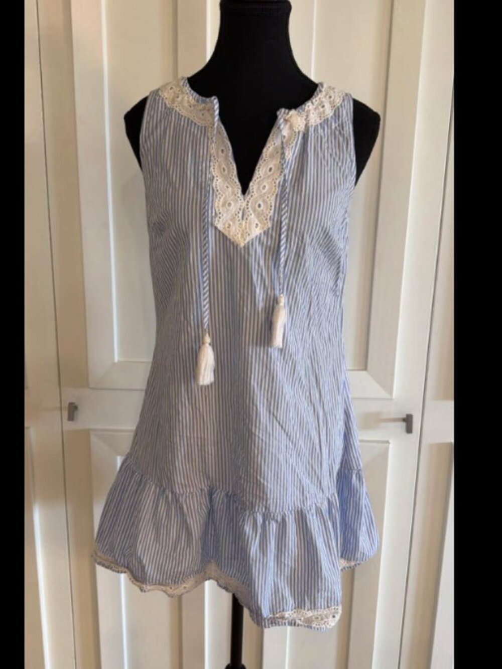 Sail to Sable (Tuckernuck brand) 100% cotton pinstripe dress Sz Small